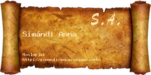 Simándi Anna névjegykártya